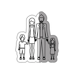 people couple with their children icon, vector illustration image