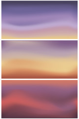 Set of abstract backgrounds blurred sunset sky