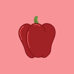Red Sweet Bulgarian Bell Pepper. Paprika Isolated Vector Illustration