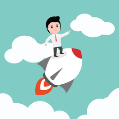 Businessman flag standing on rocket ,vector ESP10.