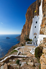 Monastery of Panagia Hozoviotissa on Amorgos island. - obrazy, fototapety, plakaty