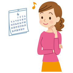 予定　カレンダー　女性