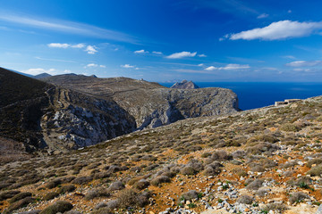 View of the rough landscape of Amorgos island.