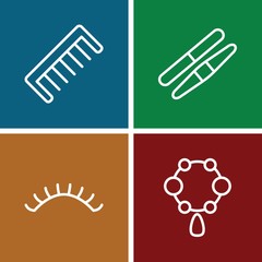 Set of 4 Beauty outline icons