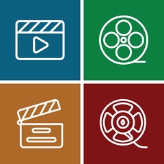 Set of 4 cinematography outline icons