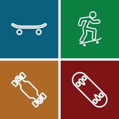 Set of 4 skateboarding outline icons
