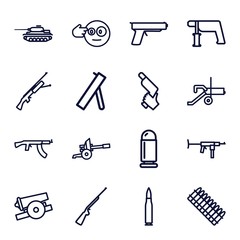 Set of 16 gun outline icons