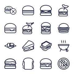 Set of 16 burger outline icons