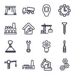 Set of 16 engineering outline icons