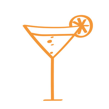 Handgezeichneter Cocktail in orange