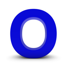 Blue Letter O Isolated on White with Shadows 3D Illustration