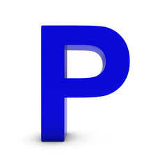 Blue Letter P Isolated on White with Shadows 3D Illustration