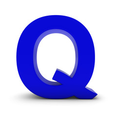 Blue Letter Q Isolated on White with Shadows 3D Illustration