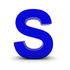 Fototapeta premium Blue Letter S Isolated on White with Shadows 3D Illustration