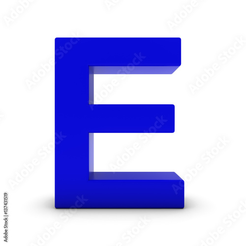"Blue Letter E Isolated on White with Shadows 3D Illustration" Stock ...