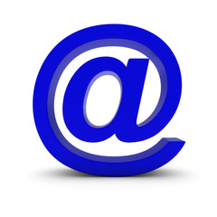 Blue Email Symbol Isolated on White with Shadows 3D Illustration