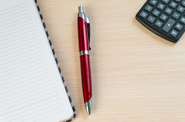 Calculator pen and notebook