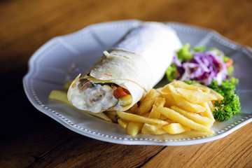 Burrito with grilled chicken