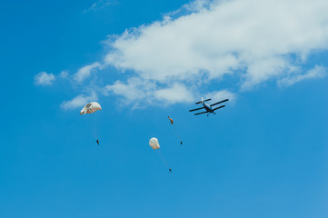 skydiving with biplane aircraft flying club instructor