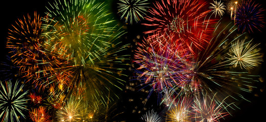 Colorful fireworks over dark sky