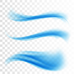 Abstract Blue Wave Set on Transparent Background