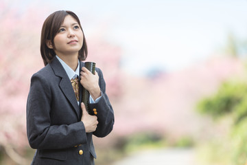 桜と女学生