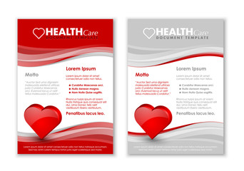 Health care document templates with three dimensional glossy heart icon