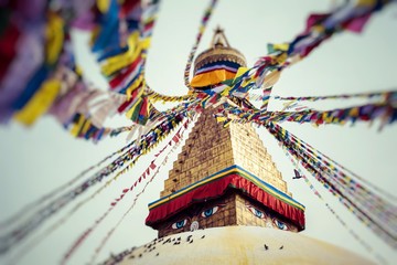 Boudhanath is a buddhist stupa in Kathmandu, Nepal.