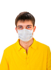 Young Man in Flu Mask