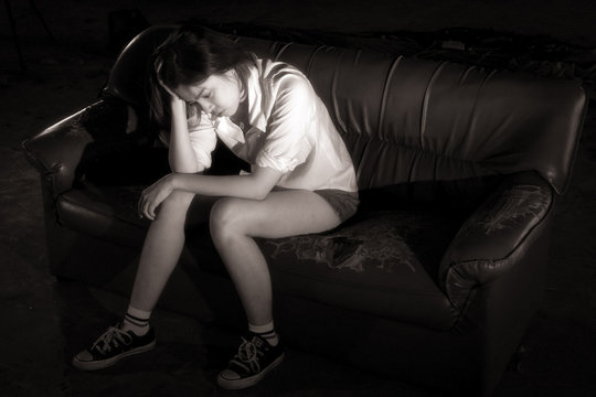 Teenage girls at risk of suicide. Due to family problems, love and hormonal changes.