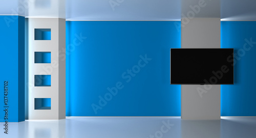 Tv Studio News Studio 3d Rendering Backdrop For Any Green Screen Or Chroma Key Video Or Photo Production Wall Mural Vachom