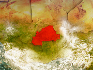 Burkina Faso on illustrated globe