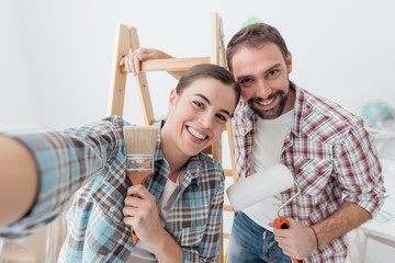 Creative couple renovating their house