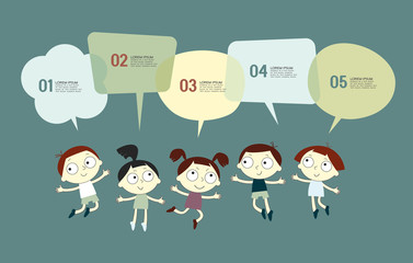 Background with the image of funny kid and speech bubble