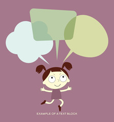 Background with the image of funny kid and speech bubble