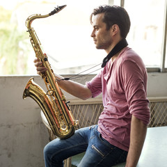 Fototapeta na wymiar Saxophone Symphony Musician Jazz Instrument Concept
