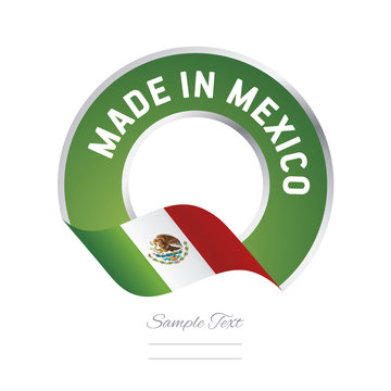 Made in Mexico flag green color label button logo icon banner