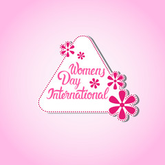 8 March International Women Day Greeting Card Stamp Icon Flat Vector Illustration