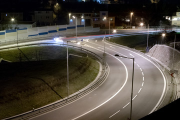 Fototapeta na wymiar T crossing at night, Banska Bystrica, Slovakia