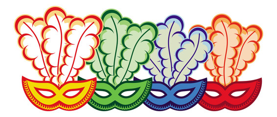 Color carnival masks. Raster clip art.
