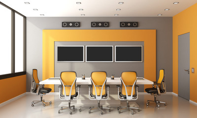 Gray and orange modern boardroom