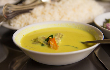 green curry with rice.