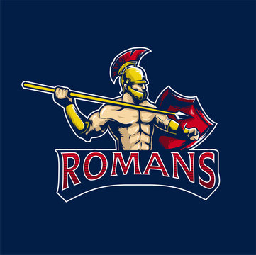 hand drawn romans fighter mascot logo