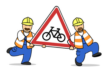 Achtung Radfahrer kreuzen als Verkehrsschild