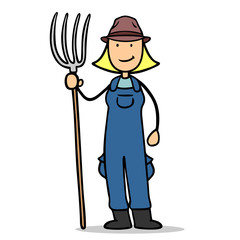 Cartoon Frau als Bäuerin oder Landwirtin