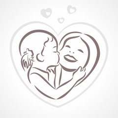 The girl kissing the mother - happiness