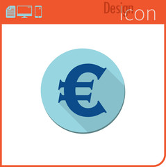 Vector icon on white background. Designer trend. Euro currency icon, . For use on the Web site or app.