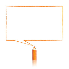 Orange Pencil Drawing Rectangular Speech Balloon