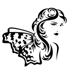 beautiful fairy tale woman with butterfly wings vector portrait