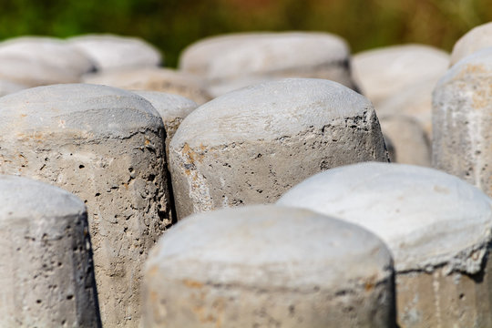 Bunch of concrete poles 